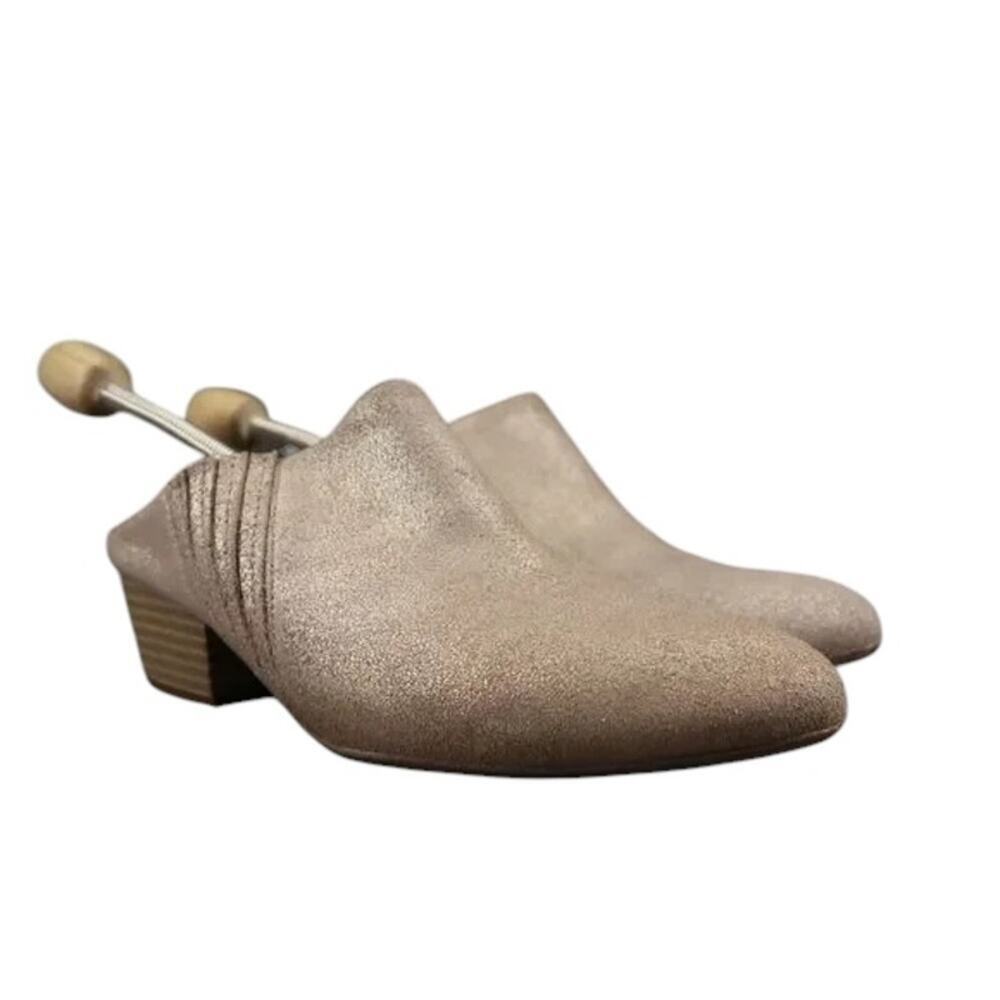 BCBGeneration Shoes Women 7.5 Mule Slip On Clog Leather Metallic Lori Block Heel